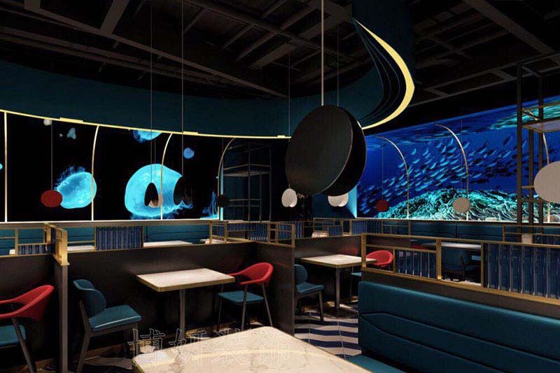 南京海洋主題小吃店裝修設(shè)計方案效果圖-南京博妍工裝公司