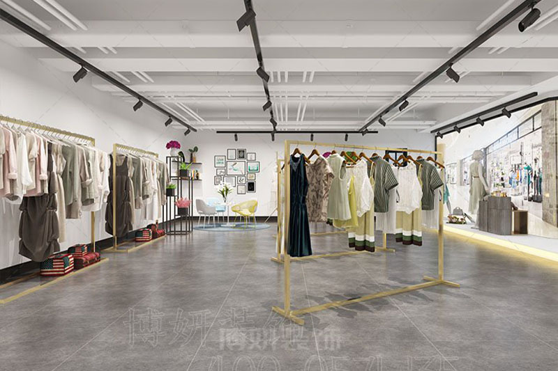 南京大氣干凈女裝店裝修設(shè)計(jì)方案效果圖-南京博妍工裝公司