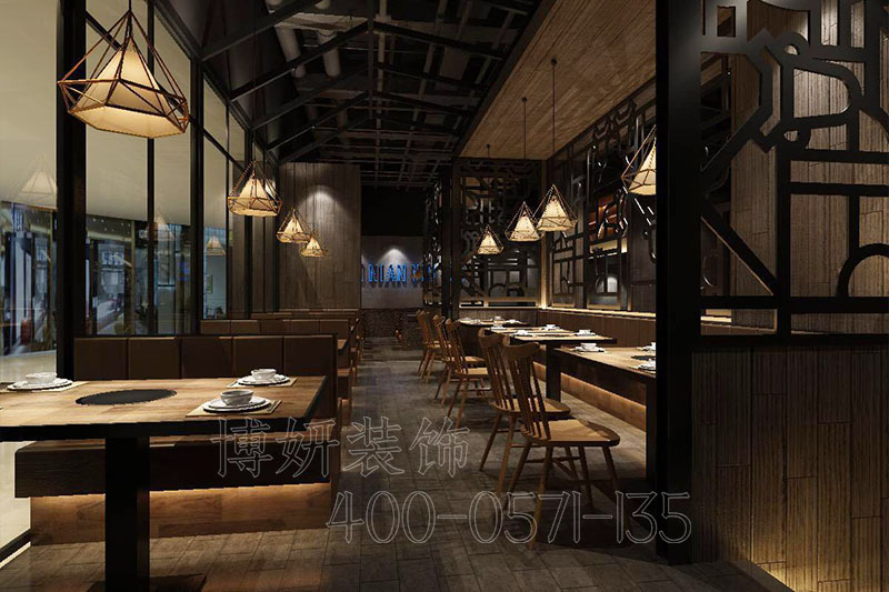 南京淡雅的牛肉火鍋店裝修設(shè)計(jì)案例效果圖