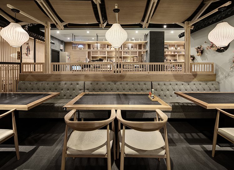 南京淺色調(diào)日料店裝修設(shè)計效果案例-南京博妍裝飾公司