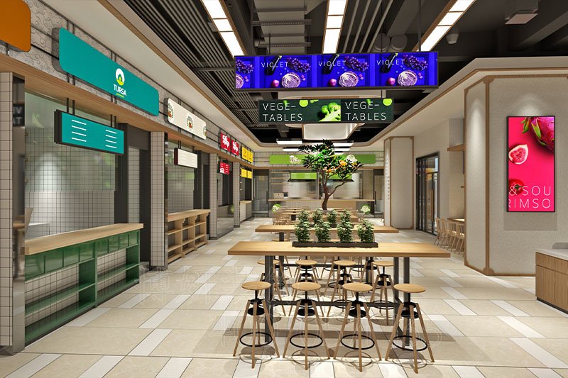 南京現(xiàn)代簡約小吃店裝修設(shè)計方案效果圖-南京博妍工裝公司