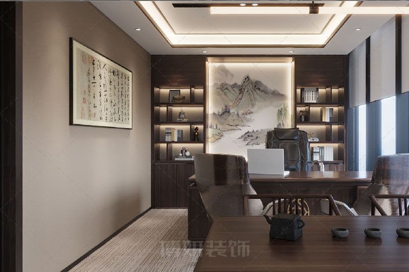 南京新中式總經(jīng)理辦公室裝修體現(xiàn)品位的室內(nèi)布局方法以及注意事項